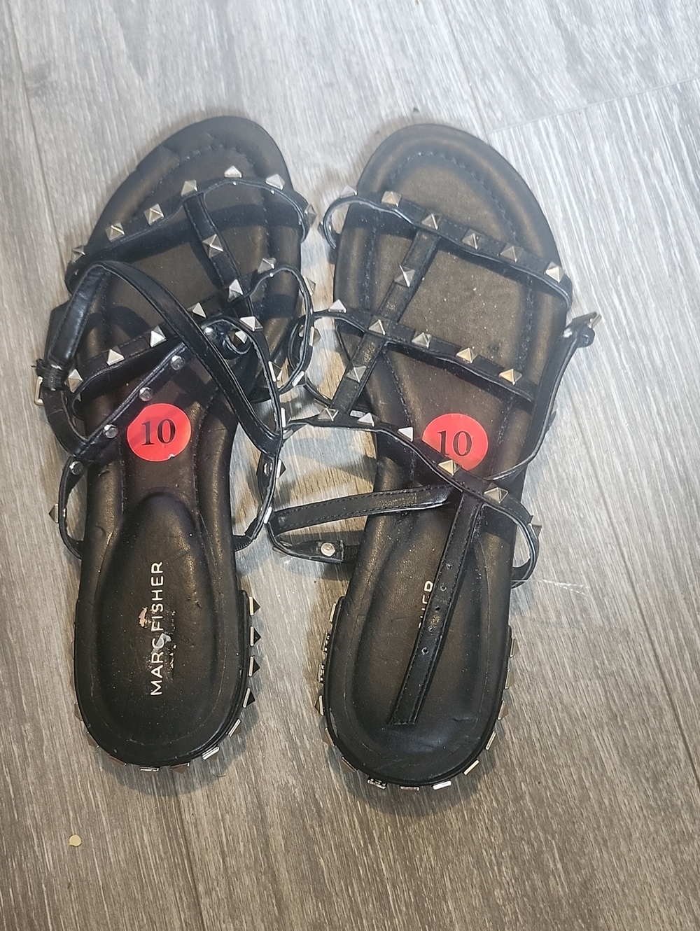 Marc Fisher Black Studded Gladiator Sandals